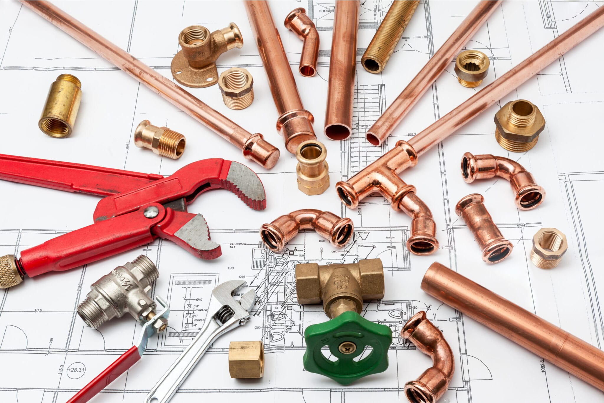 Copper pipe fittings and plumbing parts for Seaside, California repairs