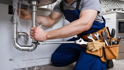 Technician using electronic equipment to detect a plumbing leak in Seaside